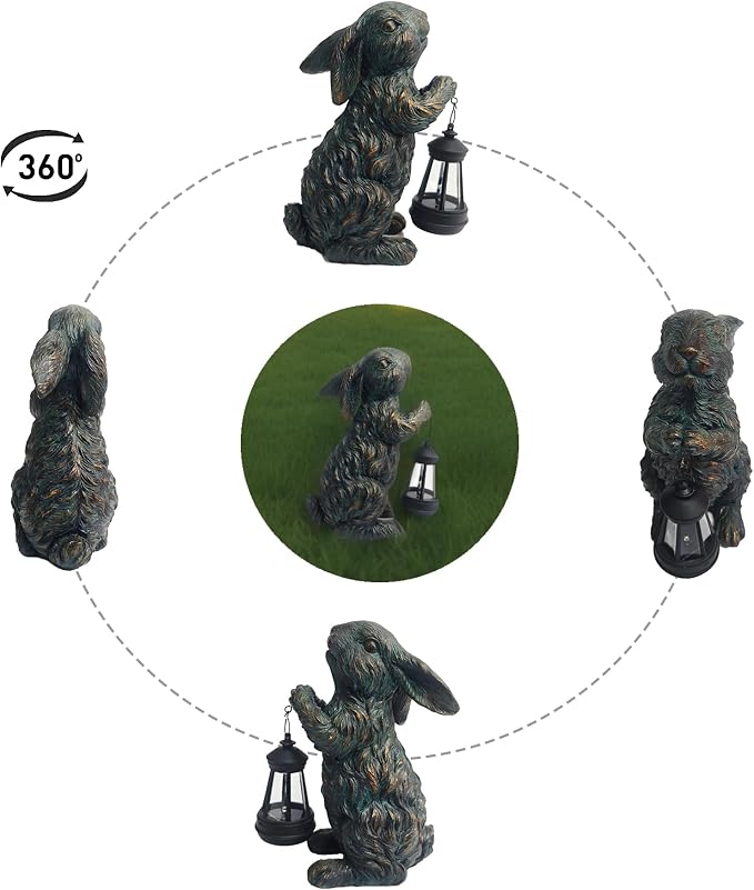 Solar Garden Outdoor Decor Bunny Statues, Figurine Decorations Rabbit - Image 4
