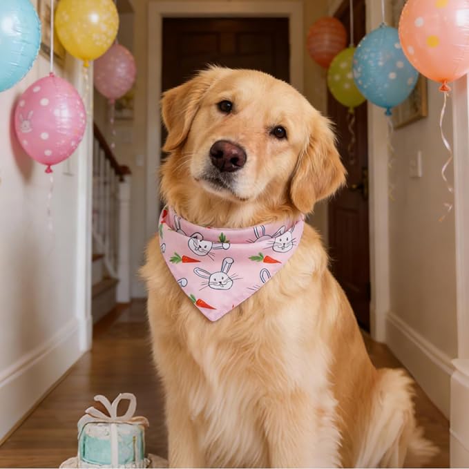 PAWCHIE Easter Dog Bandanas 4 Pack, Reversible Dog Party Triangle Scarf Bibs - Image 2