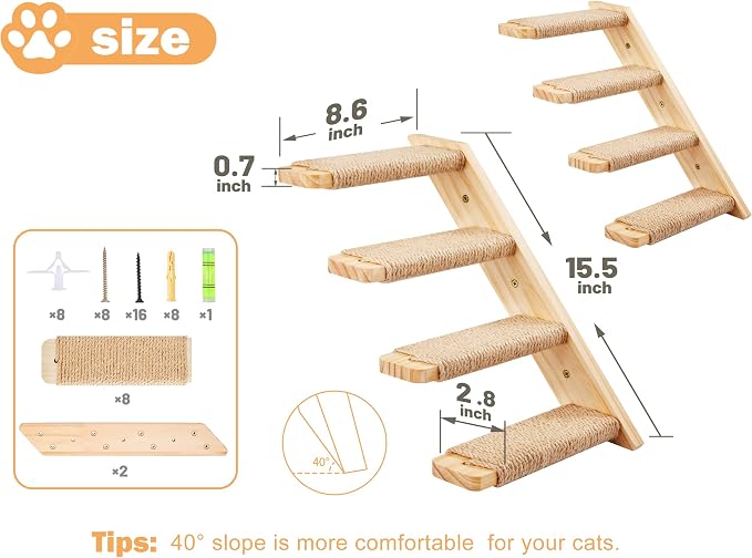 Strong Cat Shelves Stairs for Wall Mounted, 1P Cat Shelf& 2PCS 4 Steps Stairway - Image 4