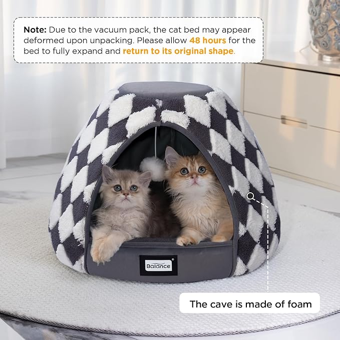 BALANCE Cat Beds for Indoor Cats, 2-in-1 Cat Bed Cave - Image 2