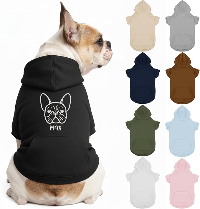 Personalized Dog Hoodie, Custom Embroidered Name Pet Hoodie, Warm Winter Outfit by Unknown