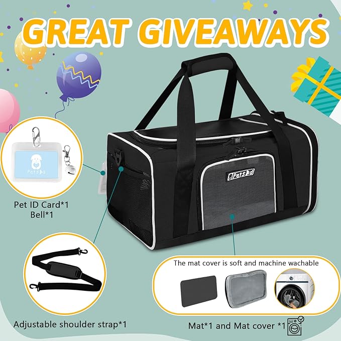 Petskd Pet Carrier 17x13x9.5 Southwest Airline Approved, Pet Travel Carrier Bag - Image 7
