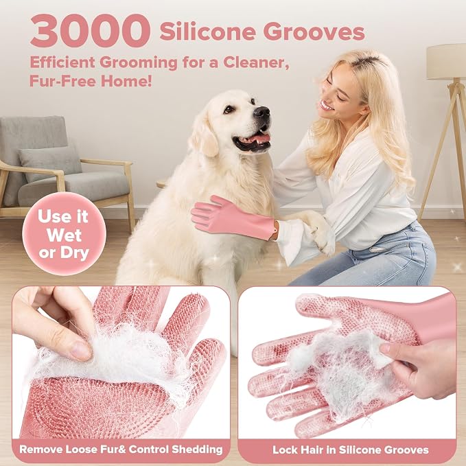 6PCS Pet Grooming Kit for Dogs, Cats and Horses | Dog Washing Gloves | Dog Bath - Image 3