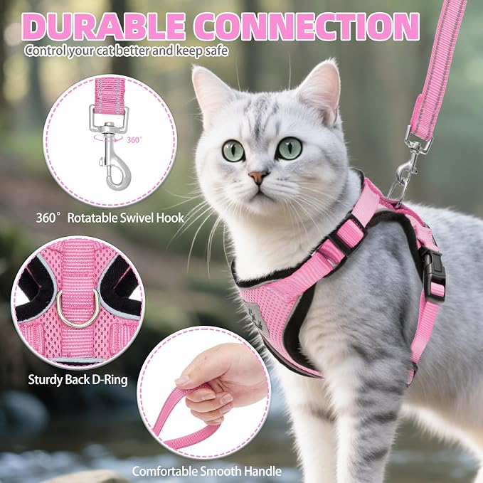PUPTECK Cat Harness and Leash Set Escape Proof Reflective Cat Walking Harness - Image 6