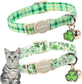 2 Pack St. Patrick's Day Cat Collars, DOGWONG Spring Green Shamrock Cat Collars by DOGWONG