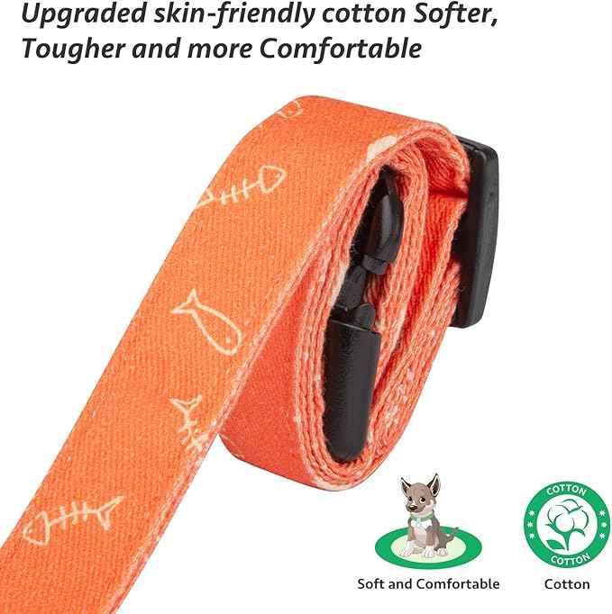Cotton Handmade Dog Collar Cute and Distinctive Patterns Orange Fish