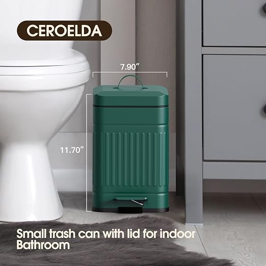 CEROELDA Small Trash Can with Lid-5L/1.3 Gal, Stainless Steel Outdoor Dog Poop - Image 2