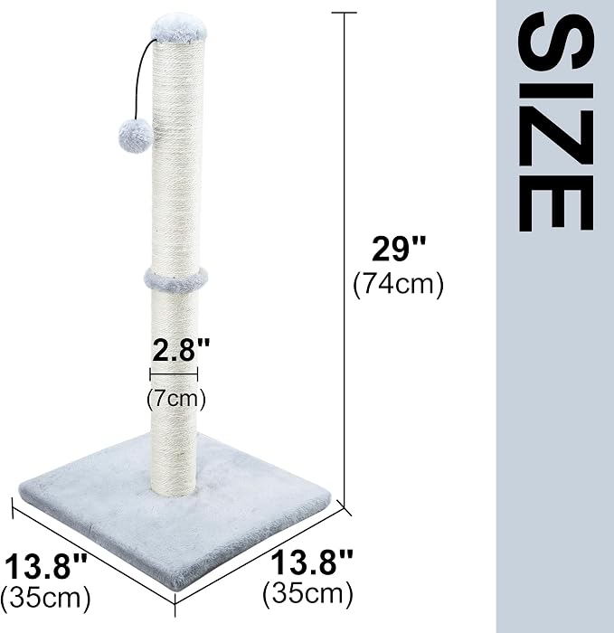 Dimaka 29" Height Tall Cat Scratching Post, Claw Scratcher - Image 2