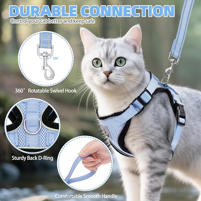 PUPTECK Cat Harness and Leash Set Escape Proof Reflective Cat Walking Harness - Image 5
