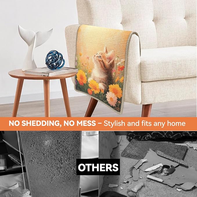 Cat Scratching Mat, 23.6 x 15.7'' Large Sisal Cat Scratch Pad - Image 5