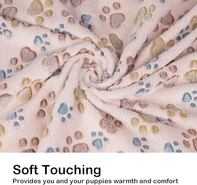 Dono 1 Pack 3 Dog Blankets for Small Dogs, Soft Fluffy Paw Print Pattern Fleece - Image 3