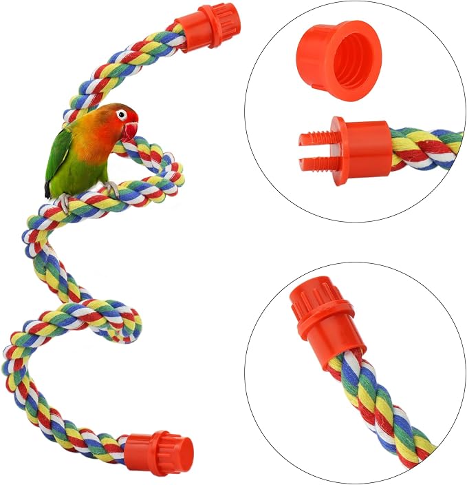 Bird Rope Perches for Parrots, Cockatiels, Budgie Cages Comfy Birds Colorful - Image 5
