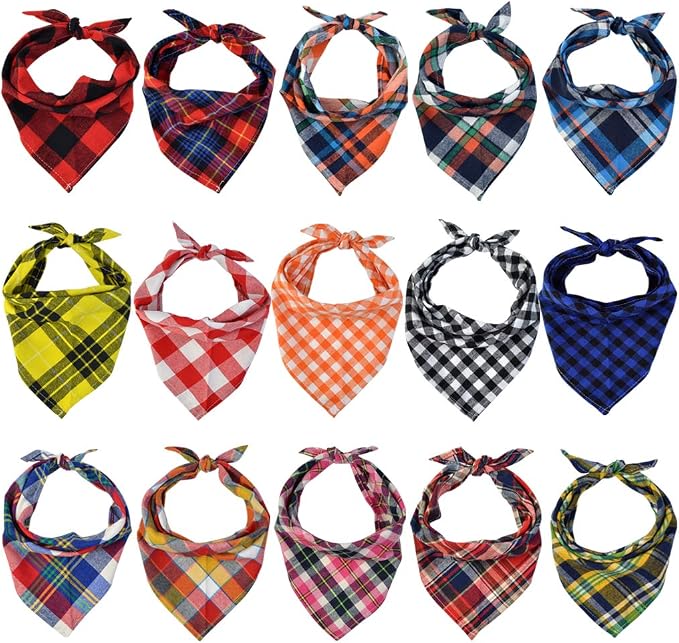 15pcs Dog Bandanas, Dog Scarf Kerchief Bibs Washable Girl Boy Dogs Bandanas Set by Unknown