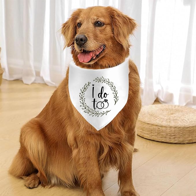 I Do Too Engagement Dog Bandana, Wedding Party Pet Scarf, Photo Prop, - Image 5