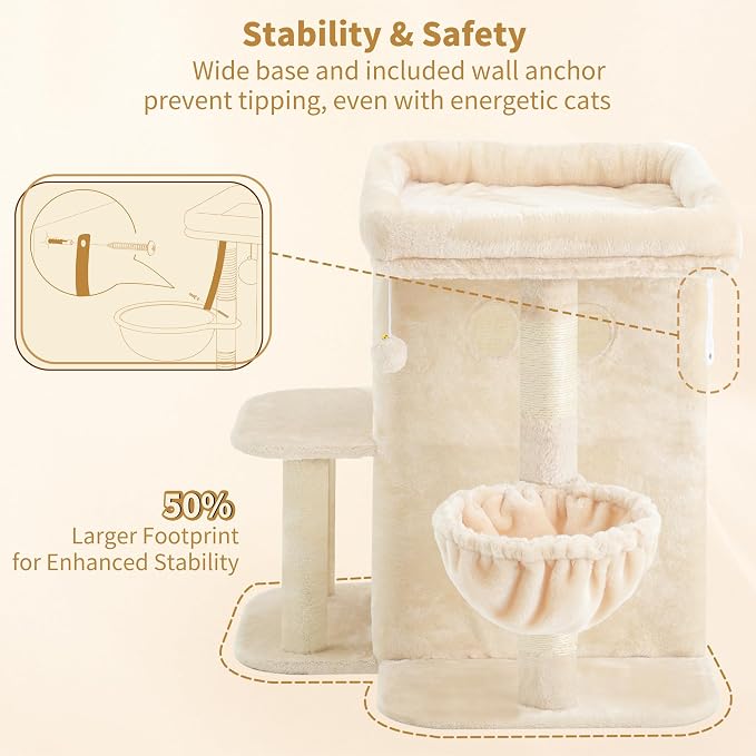 Heybly Cat Tree, 25.6-inch Cat Tower - Image 6