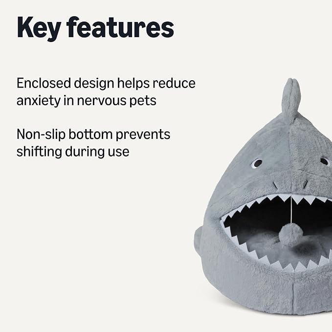 Amazon Basics Cat House Shark Shape Cat Cave Bed - Image 2