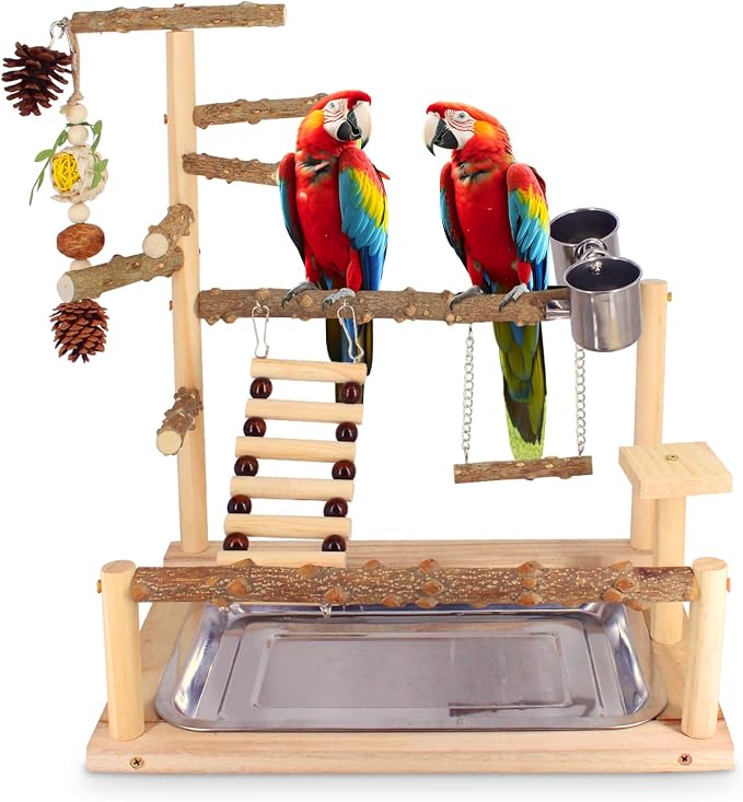 Bird Playground Natural Parrot Toys Perch Stand Cockatiel Swing by AutokcanBestFriendsForYourCarDetailing