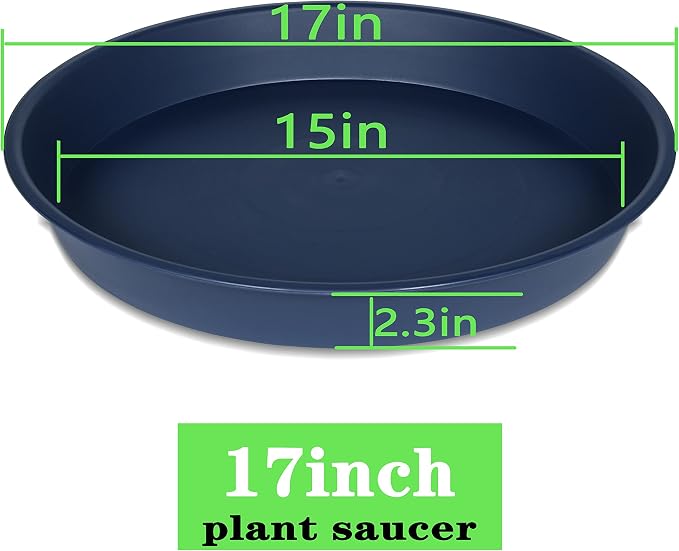 4 Pack of 16 17 inch Plant Saucer, 2.3" Depth, Heavy Duty Deep Plant Trays - Image 2