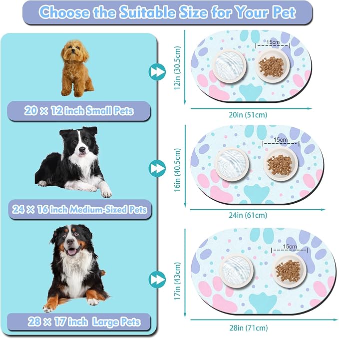 Dog Feeding Mat 24''x16'', Absorbent Pet Food Mat, No Stains Quick Dry Pet - Image 4