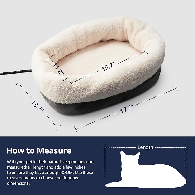 Heated Cat Bed with Auto Shut Off Timer, 17.7" x 13.7" Adjustable Temperature - Image 5