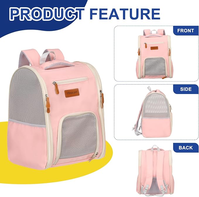 Pet Backpack Carrier, Portable and Ventilated, Oxford Cloth, Dogs Cats and - Image 4