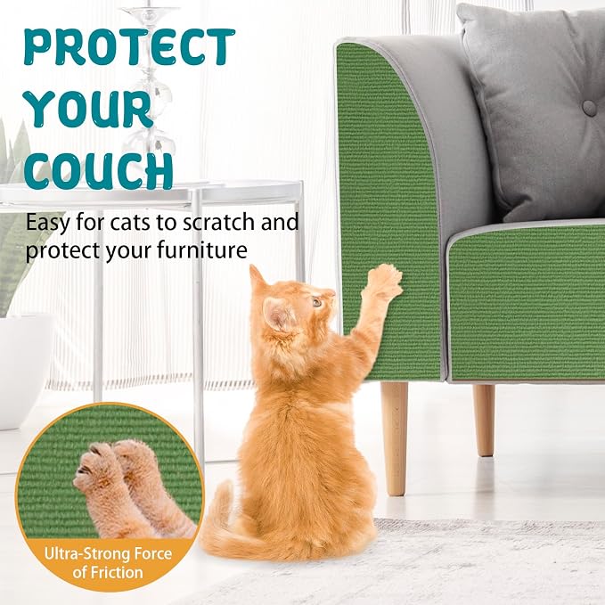 Climbing Cat Scratcher Mat Trimmable Cat Scratching Post Carpet 118’’x15.8’’ - Image 4