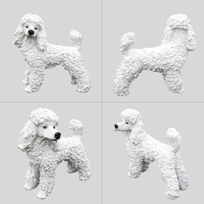 Poodle Statue Outdoor Decorations – Dog Statues Outdoor Standing White Poodle - Image 8