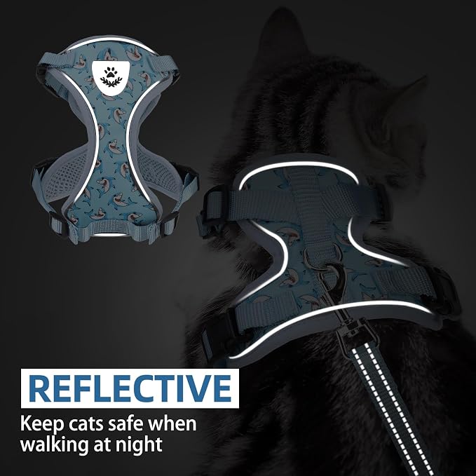 PUPTECK Cat Harness and Leash Set Escape Proof Reflective Cat Walking Harness - Image 6