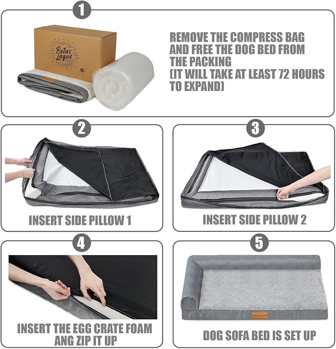 Patas Lague Orthopedic XL Dog Bed Large Sized Dog 42''X28'', Waterproof L - Image 6