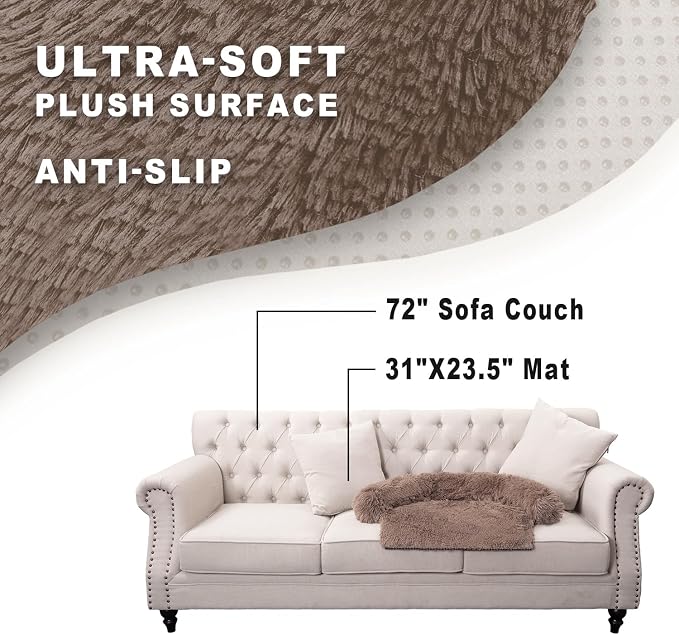 Calming Dogs/Cats Bed Mats, Dog Pad Washable Removable Couch Cover, Plush Long - Image 6