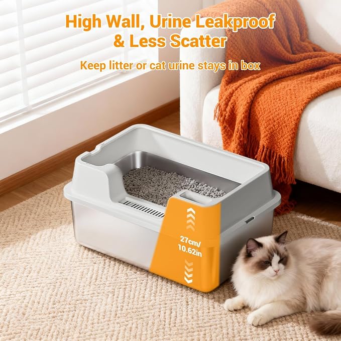 Stainless Steel Litter Box, XL Enclosed Cat Litter Boxes - Image 5