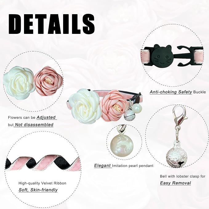Fupo Pink Cat Collars for Girl Cats - Image 2