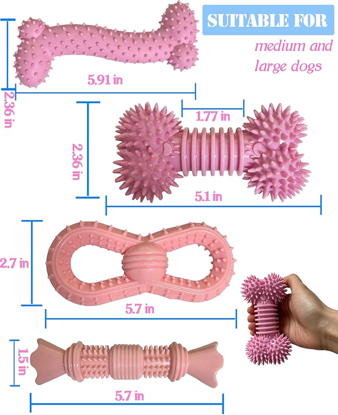 4 Pack Teething Toys Dog Durable Chew Toys Soft Rubber Toy Dog Teeth Cleaning - Image 4
