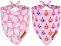 ADOGGYGO Pink Halloween Dog Bandanas 2 Pack, Reversible Ghost Pumpkin Scarf Bib by ADOGGYGO