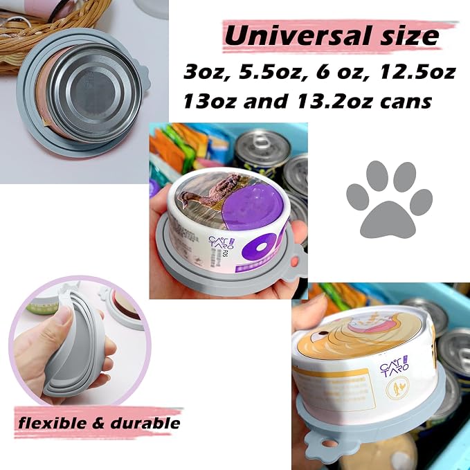 Pet Food Can Spoon & 3 Pcs Can Covers | Cute Paw Shape Opener Spatula Cat Wet - Image 3