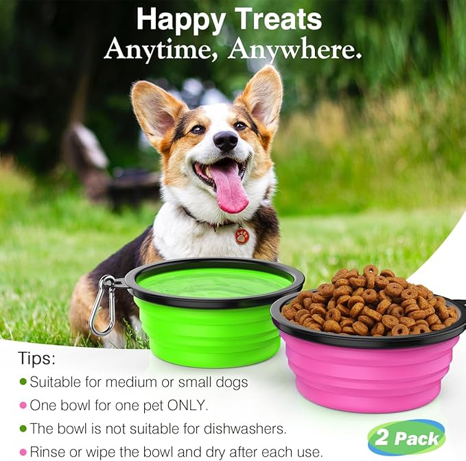 Pawaboo Collapsible Dog Bowls 2 Pack, Silicone Feeding Watering Bowls - Image 5