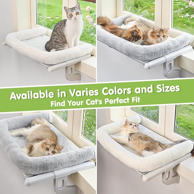 Cat Window Sill Perch with Large Bolster, Pet Hammock Bed - Image 6