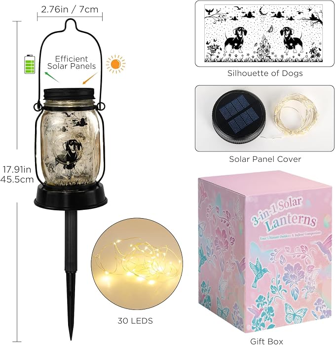 kyoryuger Dachshund Gifts for Women Dachshund Solar Lantern Outdoor Waterproof - Image 4