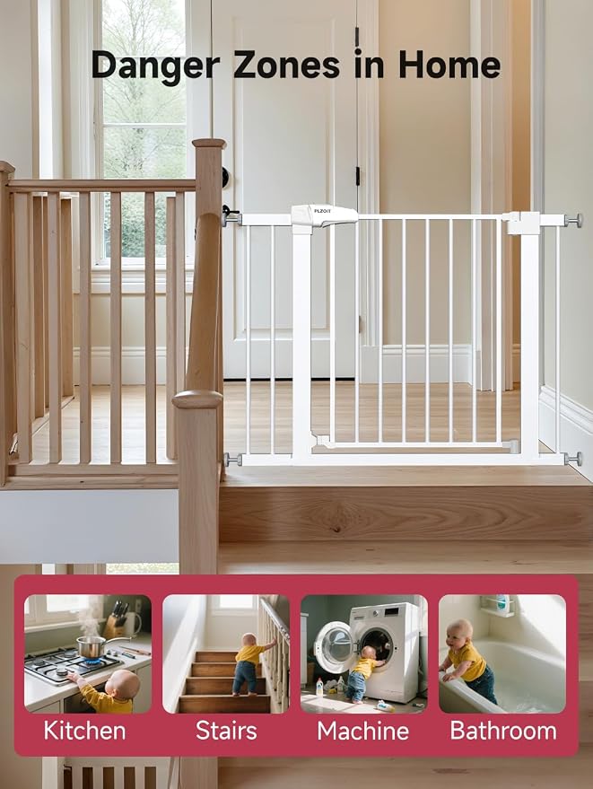 Baby Gate for Stairs, 29.5-40.5" Dog Gate for Doorways, Walk Thru Auto Close - Image 4