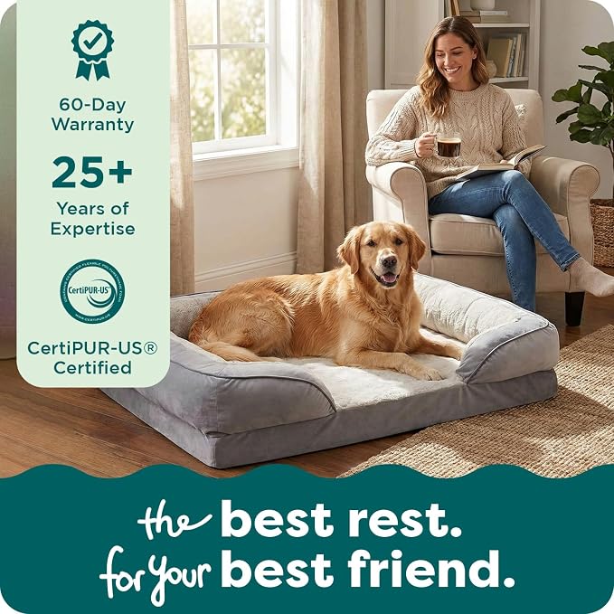 Furhaven Memory Foam Dog Bed for Medium/Small Dogs w/ Removable Bolsters & - Image 9