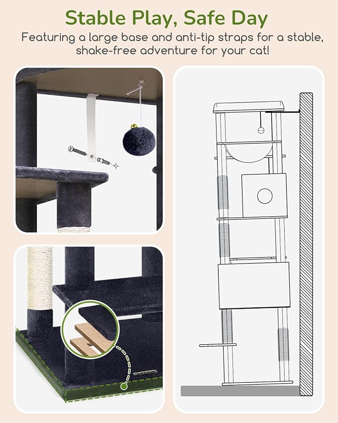 Globlazer Heavy Duty Cat Tree, 74in Sturdy Cat Tower - Image 5