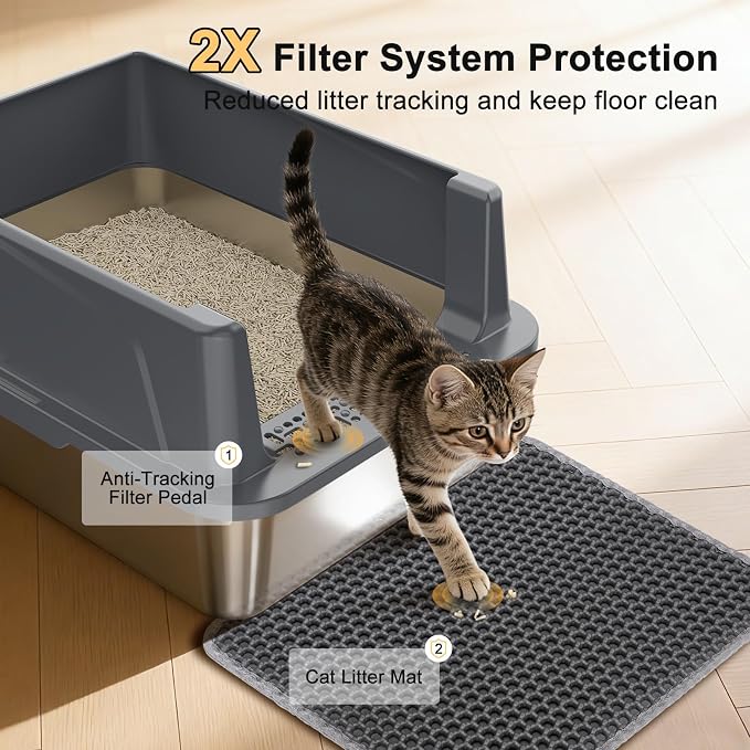 FURTIME Stainless Steel Cat Litter Box - Image 3