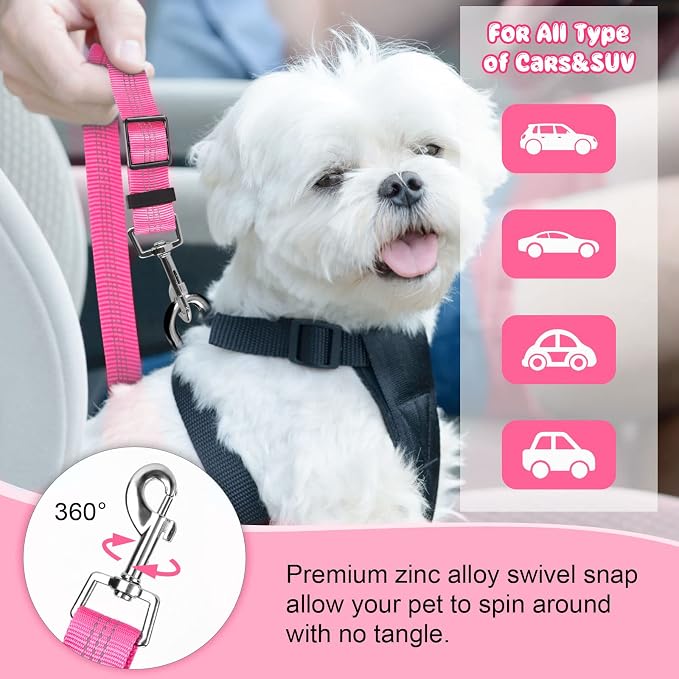BWOGUE Pet Dog Cat Seat Belts, Car Headrest Restraint Adjustable Safety Leads - Image 5