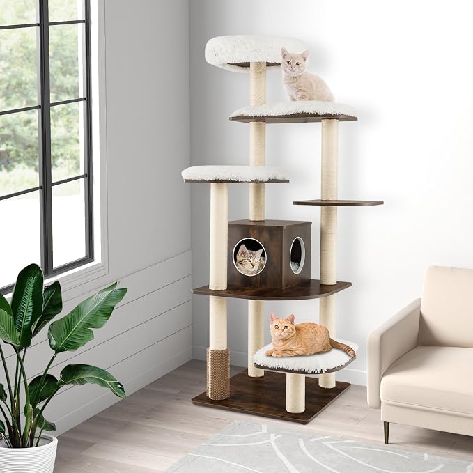 PETSITE Tall Cat Tree for Indoor Cats, 71 Inches Multi-Level Modern Cat Tower - Image 8