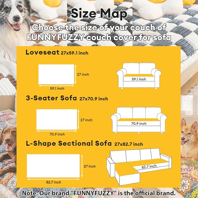 FUNNY FUZZY Pet Couch Covers for Sofa, Couch Covers for Dogs Washable Dog Couch - Image 5