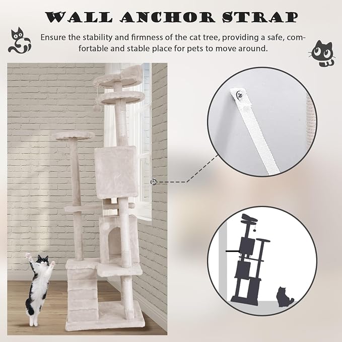 Heavy Duty Cat Tree Tower, Cat Condo, Hanging Ball - Image 2