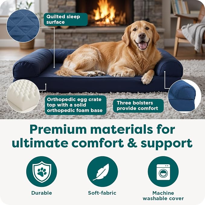 Furhaven Orthopedic Dog Bed for Large Dogs w/ Removable Bolsters & Washable - Image 5