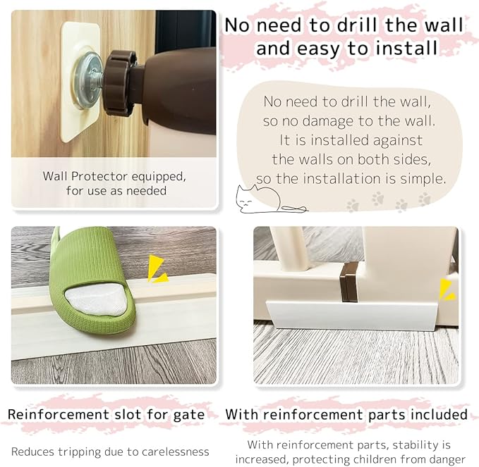 Lumizone Extra Tall Pet Gate 55.12" High Pressure Mounted 46.65"-50.78" Extra - Image 6