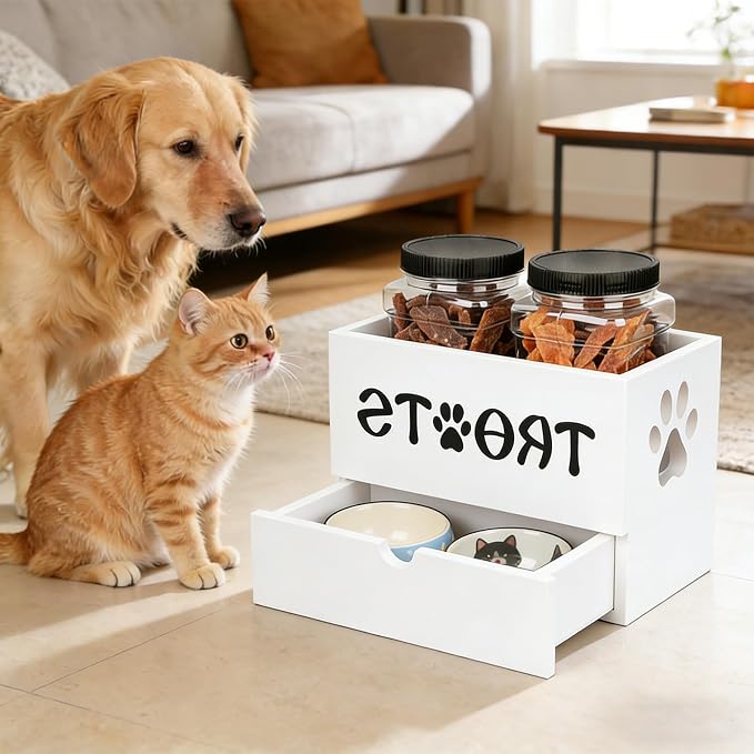 Dog Treat Jar for Countertop, 9.8 * 5.1 * 6'' 2 Layer Dog Treat Container - Image 7