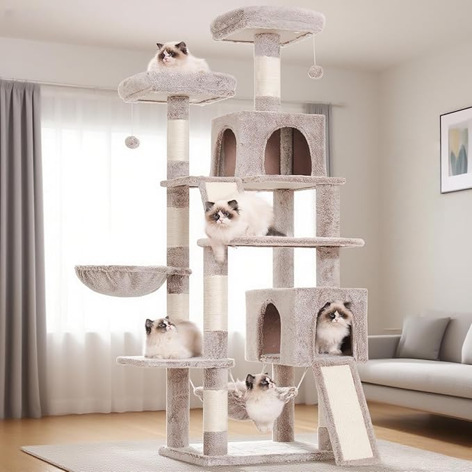 Cat Tree for Indoor Cats, Sturdy Cat Tree House by Gitelnour